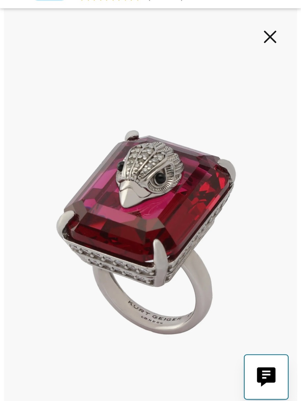 Kurt Geiger Silver Tone snd Fuchsia Statement Ring with Crystal Accent - Picture 6 of 6